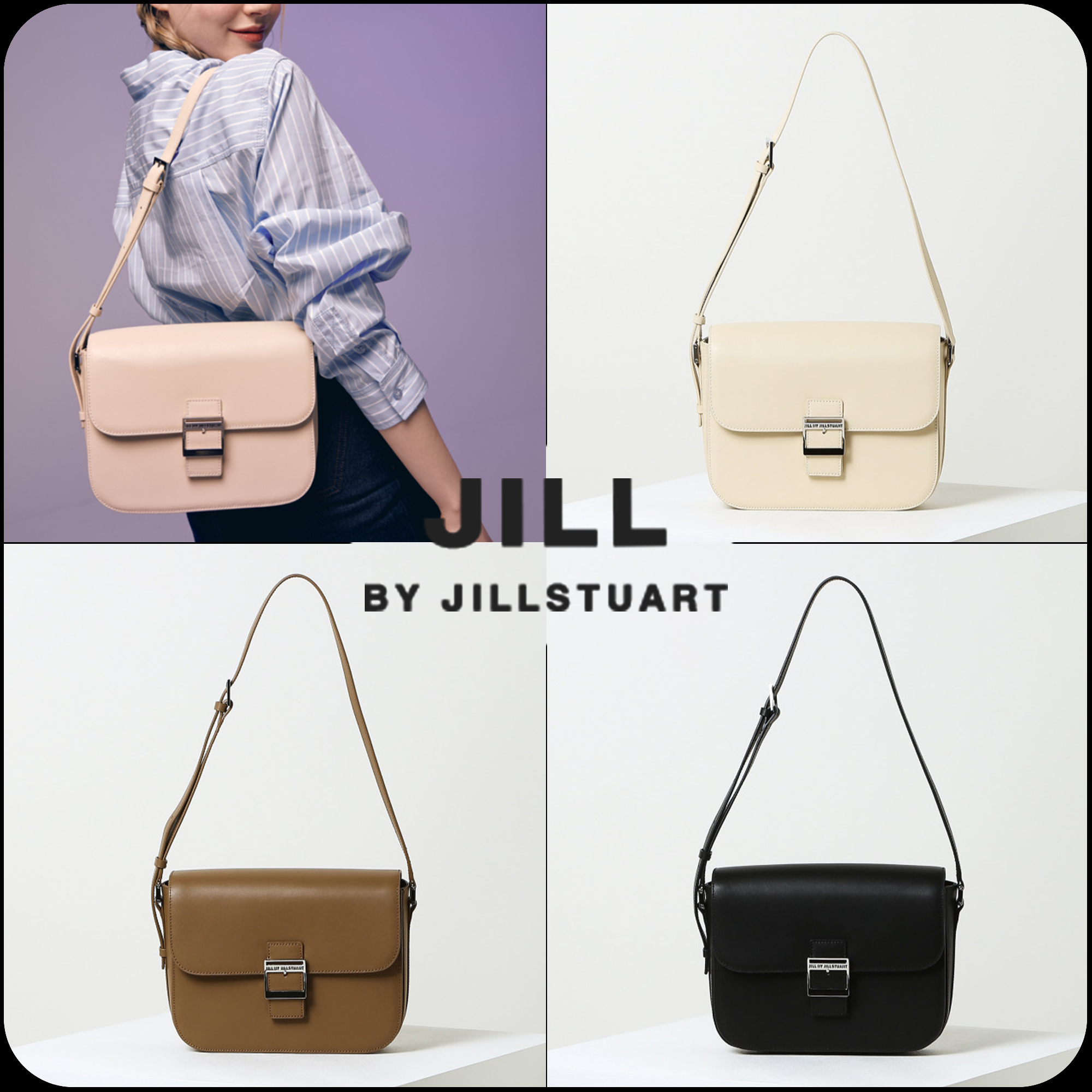 [JILLSTUART]★LEATHER LOGO BUCKLE MEDIUM SHOULDER BAG