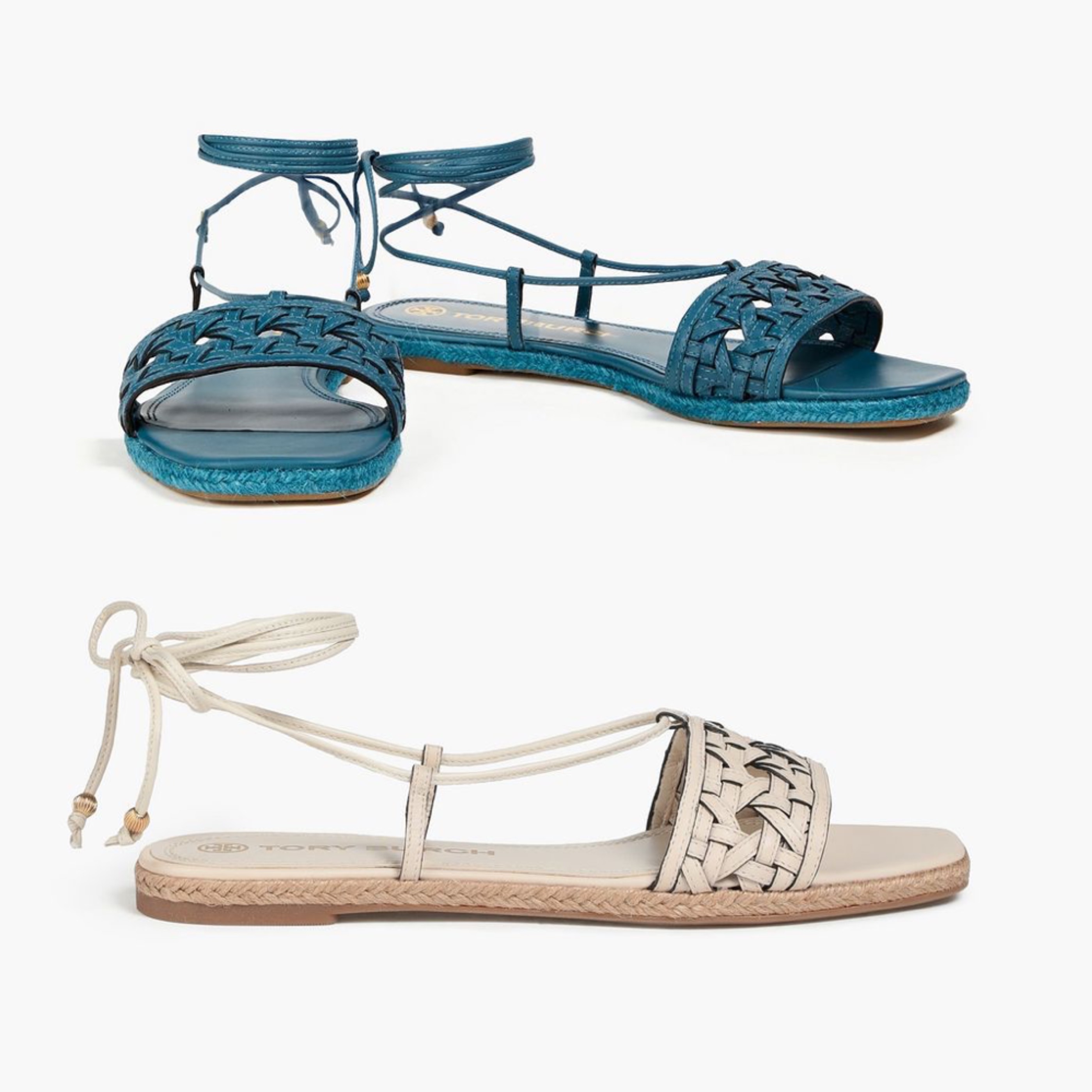 VIP★TORY BURCH バスケット編みレザー エスパドリーユサンダル