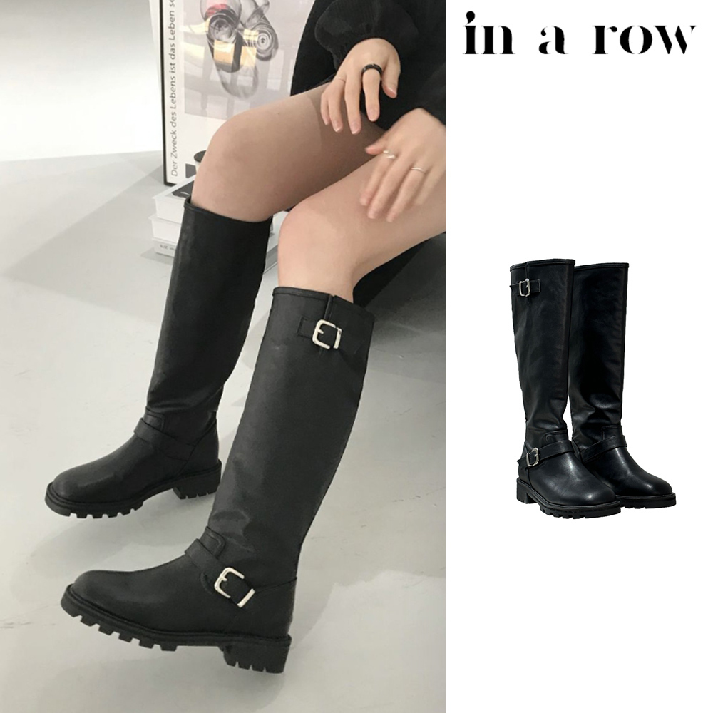 【in a row】Drop buckle long boots