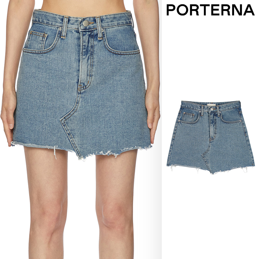 【PORTERNA】Blue denim short skirt