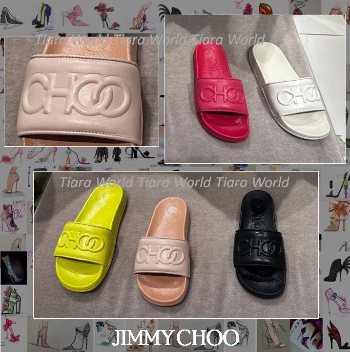 足元目立つデカロゴ★Jimmy Choo AZARI レザー スライド