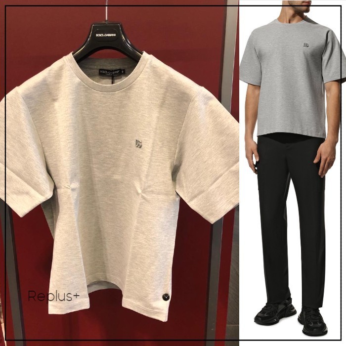 【Dolce&Gabbana】DGロゴ Tシャツ グレー 半袖 シンプル Uネック