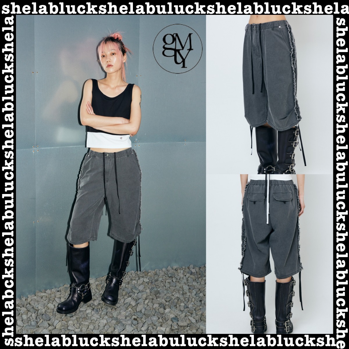 【Gimmetheyoung】G_SIDE FRILL HALF_PANTS