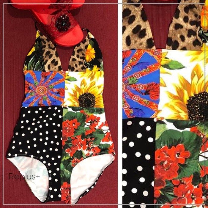 【Dolce&Gabbana】ワンピース スイムスーツ パッチワーク 水着