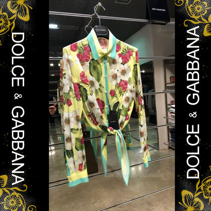 Dolce & Gabbana Shirts & Blouses Flower Patterns Casual Style Unisex Silk Street Style Plain