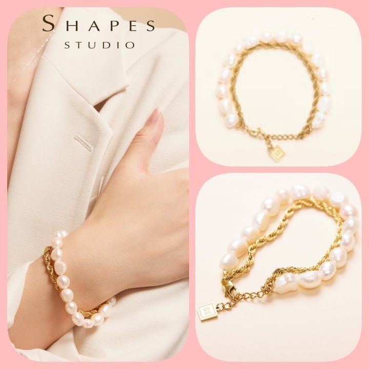 NY発!パール ダブルブレスレット【Shapes Studio】国内配送