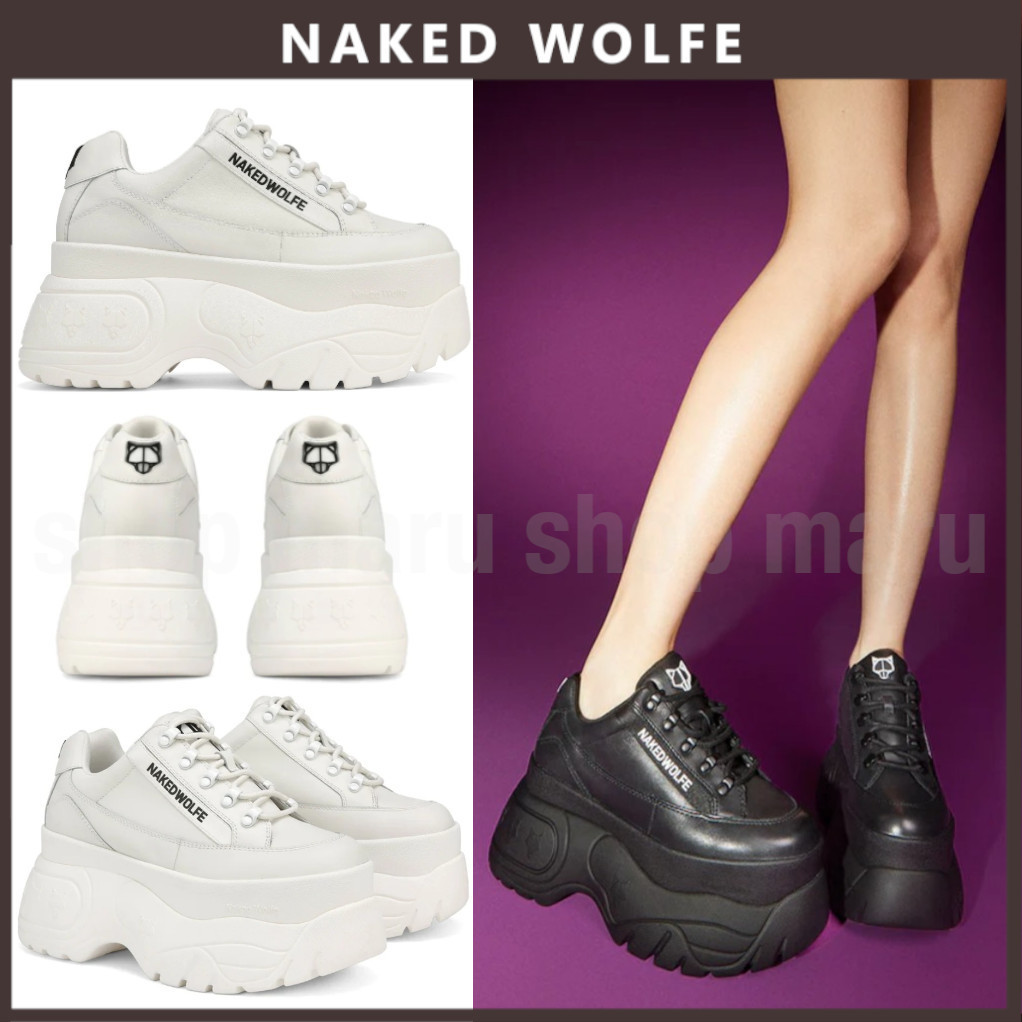 NAKED WOLFE◆SPRINTER◆ウルフ ロゴ レザー 厚底スニーカー