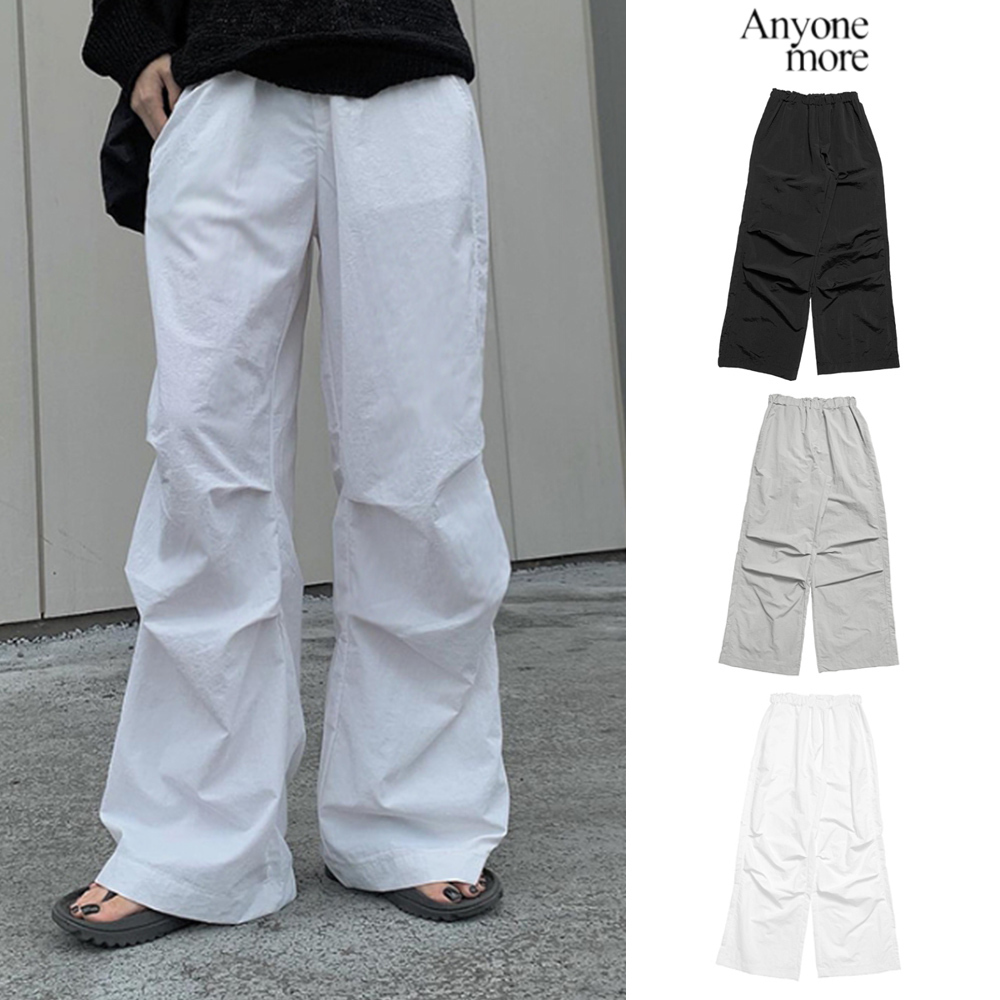 【Anyone more】Enbo Nylon Pintuck Wide Pants