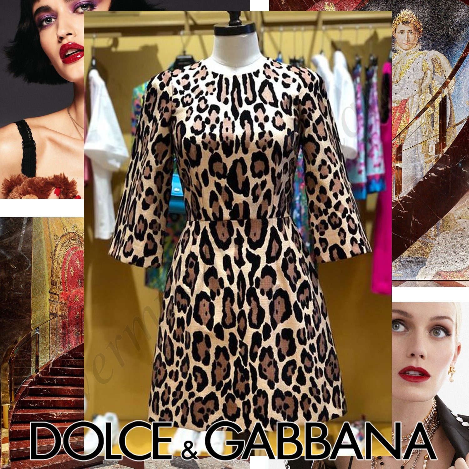 Dolce & Gabbana ヒョウ柄 ミニドレス ブラウン