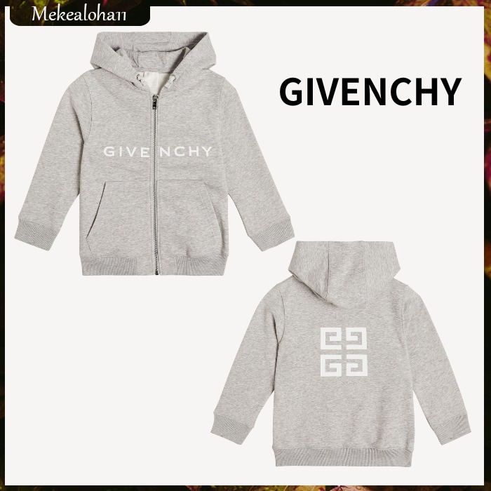 GIVENCHY☆ロゴ入りコットンブレンドジャージーパーカー グレー