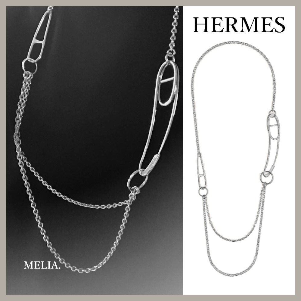 HERMES ロング ダブル ネックレスChaine d'ancreパンク
