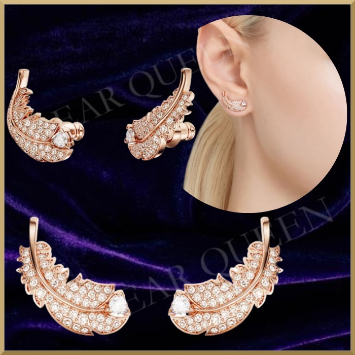 ★ピュアな煌めき【SWAROVSKI】Nice スタッドピアス フェザー