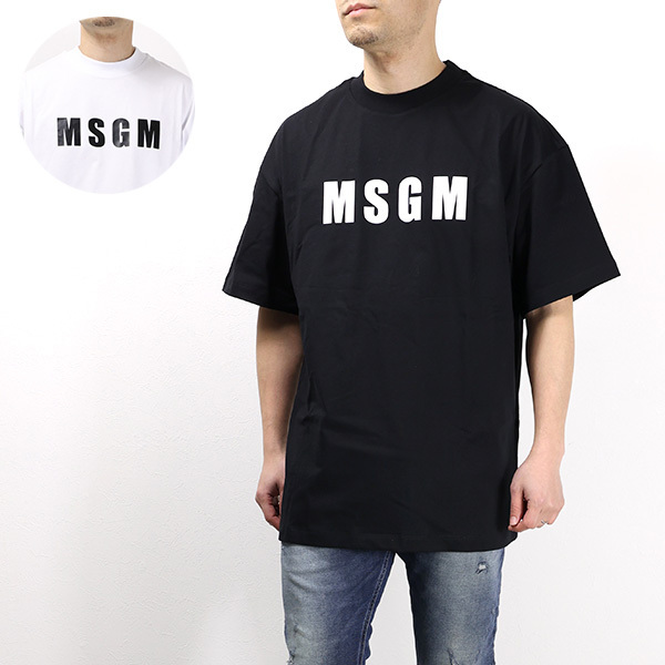 MSGM エムエスジイエム Tシャツ 半袖 クルーネック ロゴT メンズ