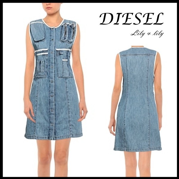 DIESEL ◆ロゴ デニム ノースリーブ ワンピース◆関税送料込み