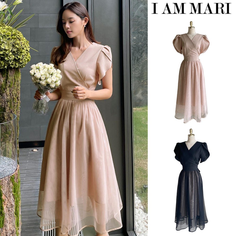 【I AM MARI】S/S Acid Puff Flare Sha One Piece