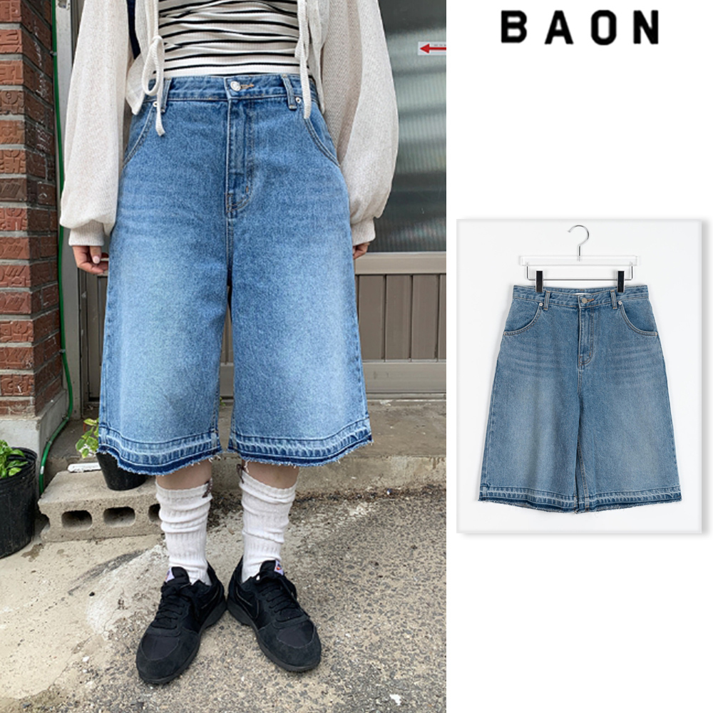 【BAON】Dubby Cut Vintage Bermuda Denim Pants