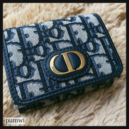 Dior 30 Montaigne Lotus Wallet Blue Oblique Jacquard - Dior