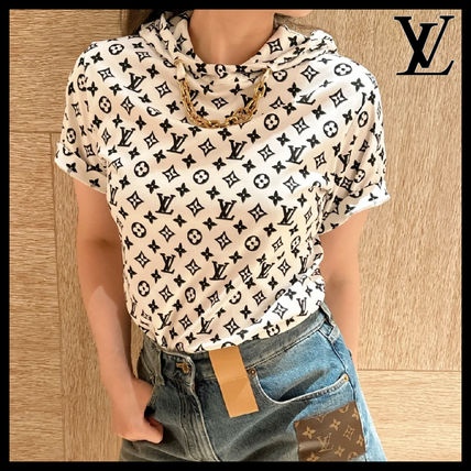 Shop Louis Vuitton 2023-24FW Monogram Cotton Short Sleeves Logo