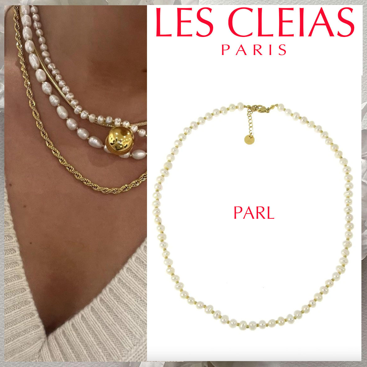 【LES CLEIAS】オフィーリアパールとビーズのネックレス★国内発