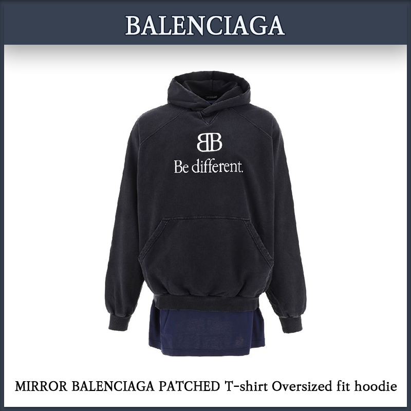 【BALENCIAGA】ロゴパッチ オーバーサイズフードTシャツ