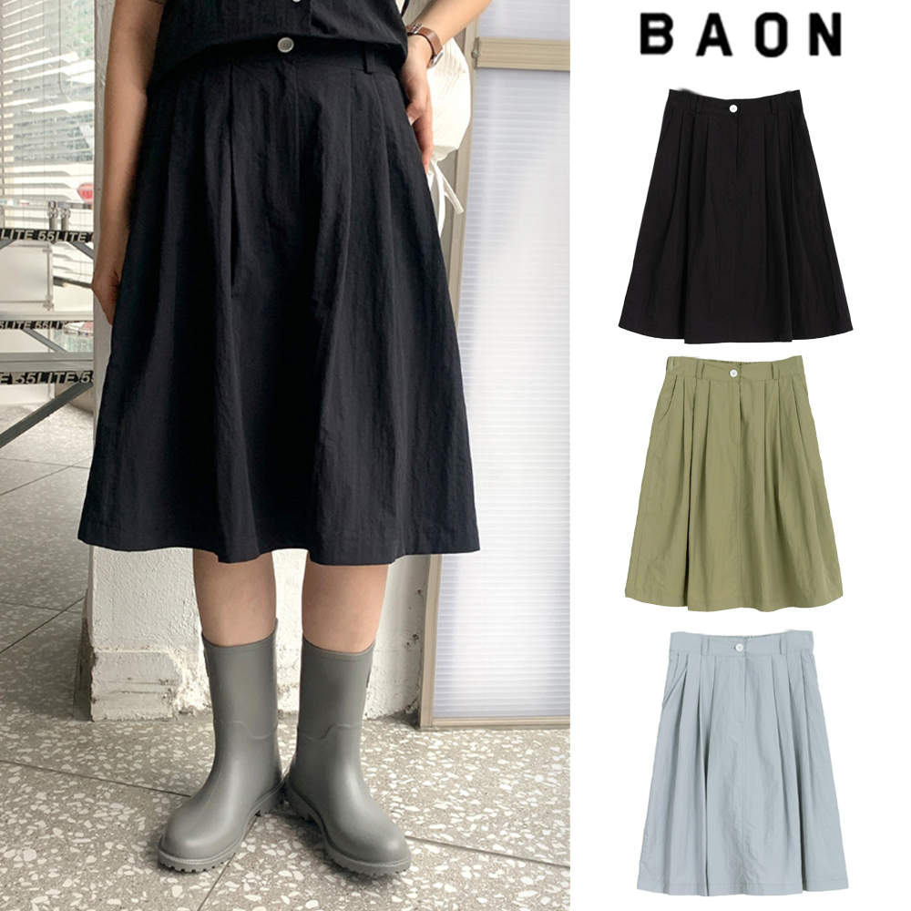 【BAON】Noho Flare Banding Midi Skirt