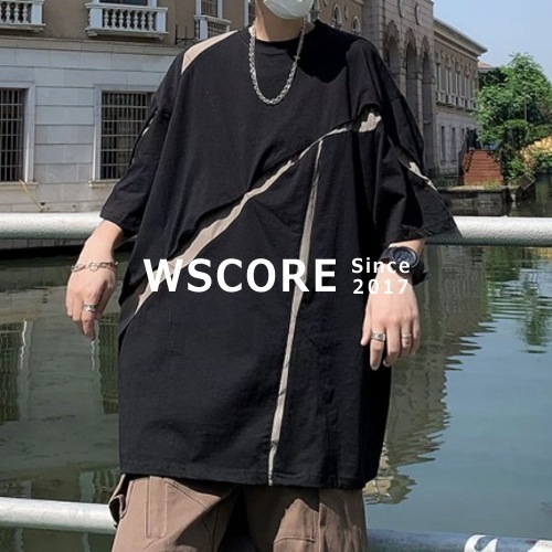 半袖Tシャツ メンズ プリーツ切替 .