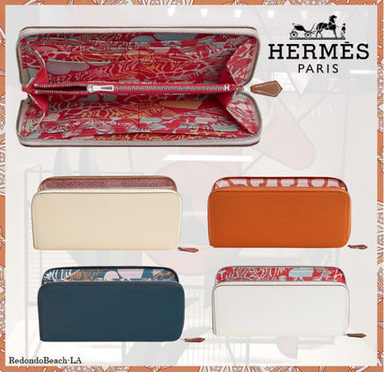 HERMES Long Wallets Unisex Calfskin Street Style Plain Folding Wallet