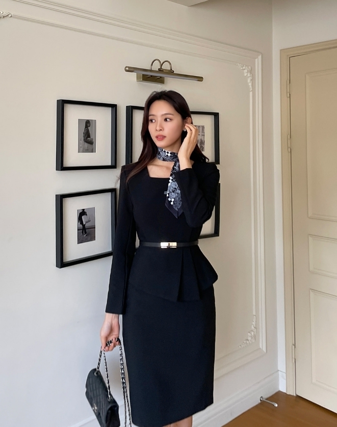 ワンピース [I AM MARI] BRAN Peplum H-line One Piece I AM MARI】Blanc Peplum H Line One Piece ワンピース