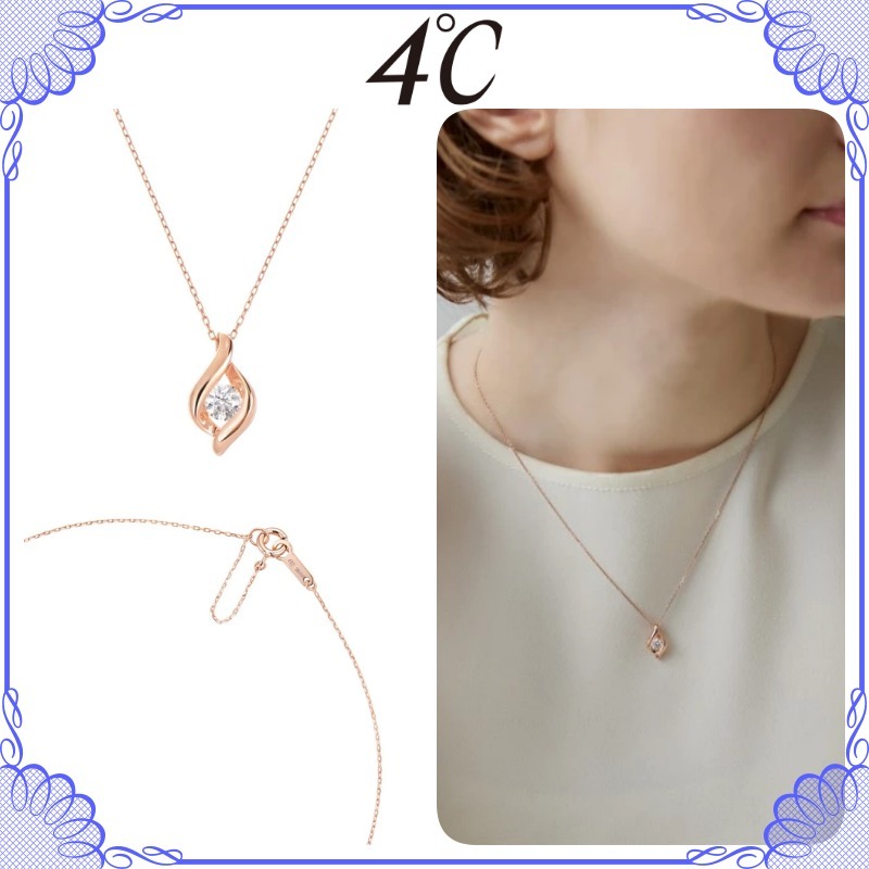 大人気!! 4℃ シルバー しずくモチーフネックレス