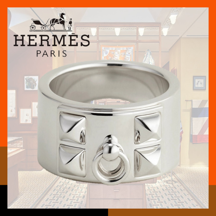 HERMES 稀少 人気 リング 指輪 洗練 シルバー Collier de Chien