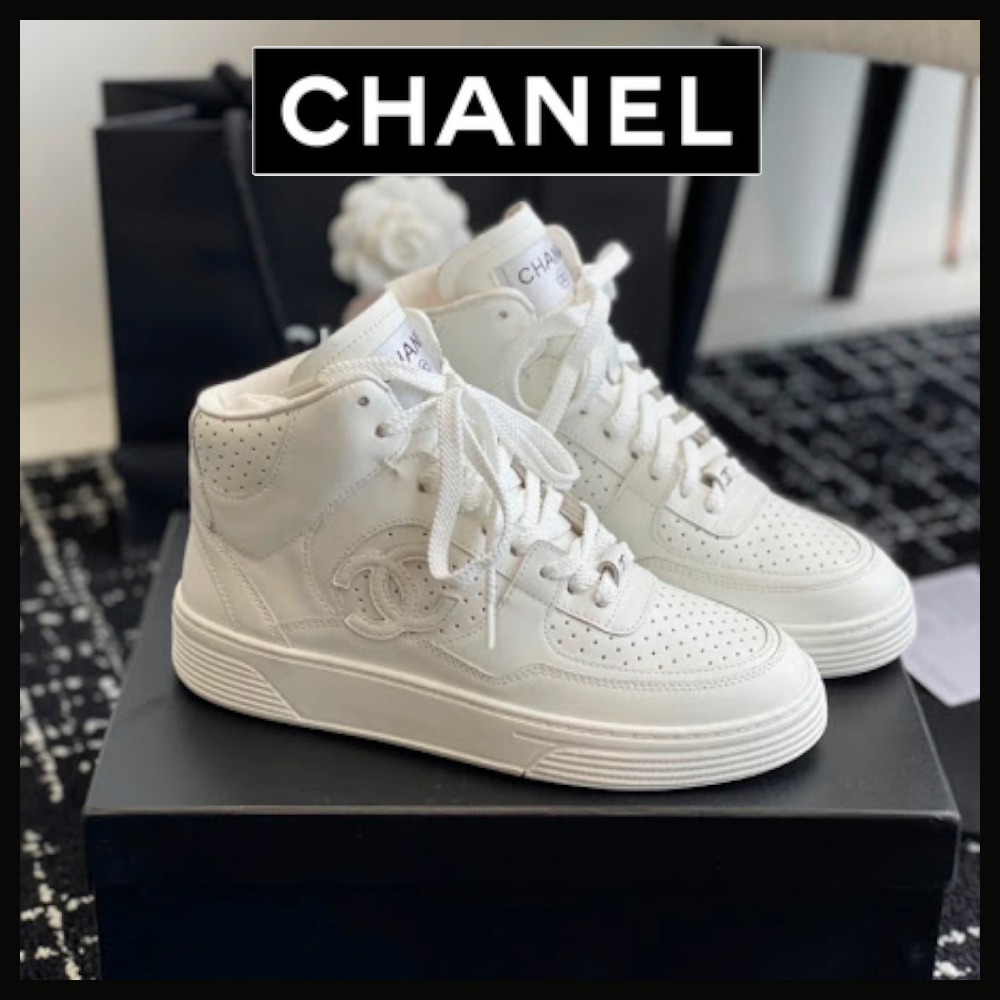 【オールホワイト♡】CHANEL ハイカットスニーカー