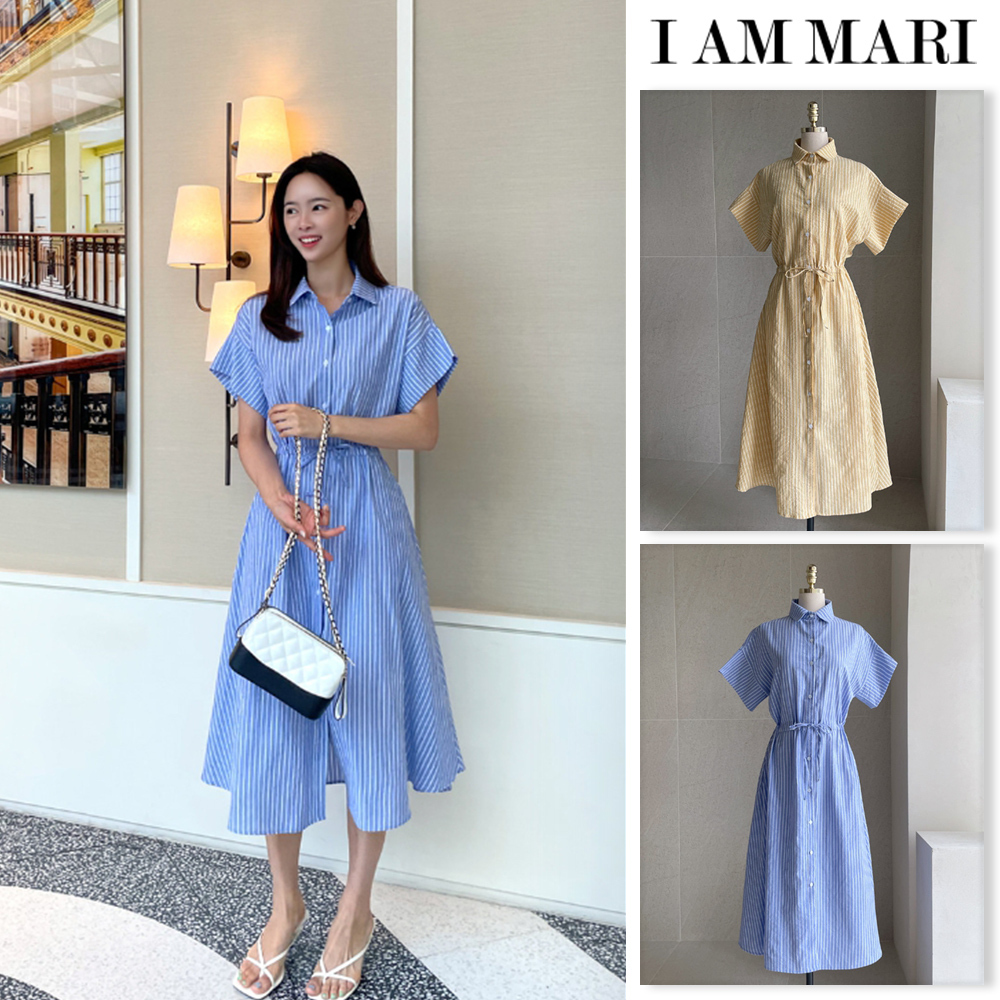 【I AM MARI】Robenin Collar Stripe One Piece