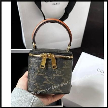 CELINE  セリーヌ バニティーケース  タン CELINE☆ミニバニティケーストリオンフキャンバスxタン_Paris発