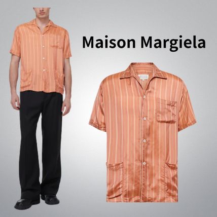 Maison Margiela Shirts Stripes Short Sleeves Front Button Designers Shirts