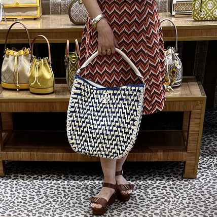 Tory Burch Striped Straw Tote