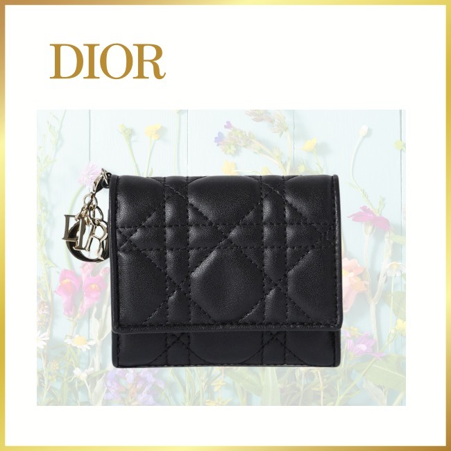 [ LADY DIOR★ロータスウォレット]カナージュ/ラムスキン/国内発