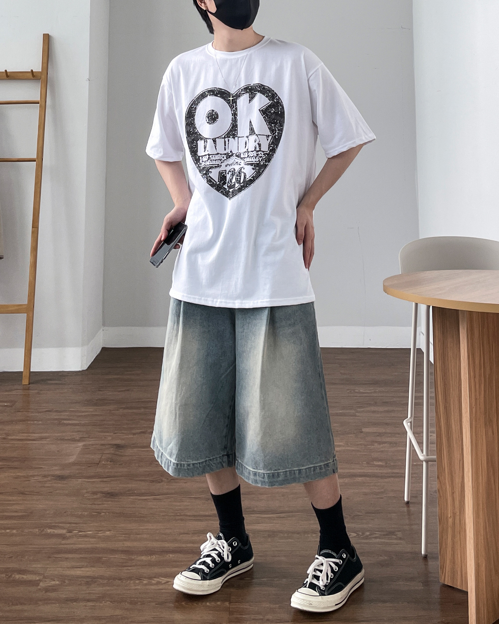 【YOURNUS】Teen Retro Pintuck Half Denim YOURNUS】Teen Retro Pintuck Half Denim (YOURNUS/デニム