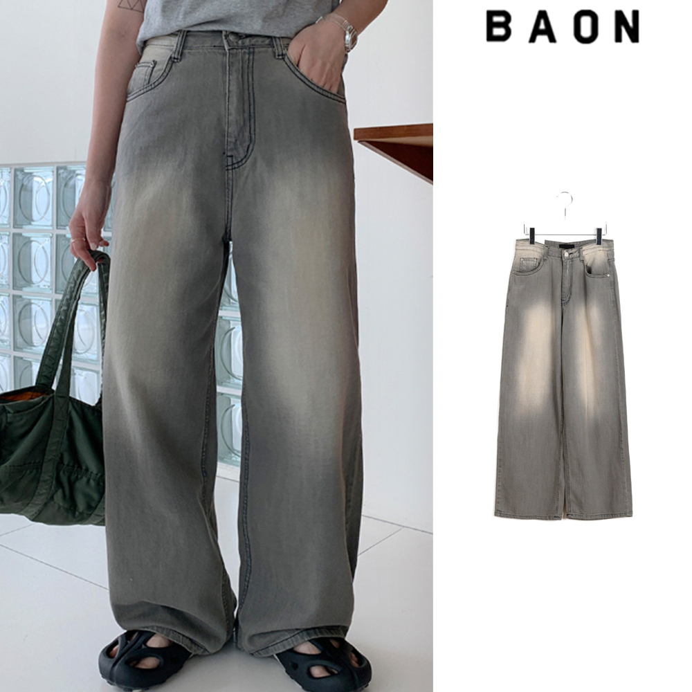 【BAON】Cotton gray washing denim pants