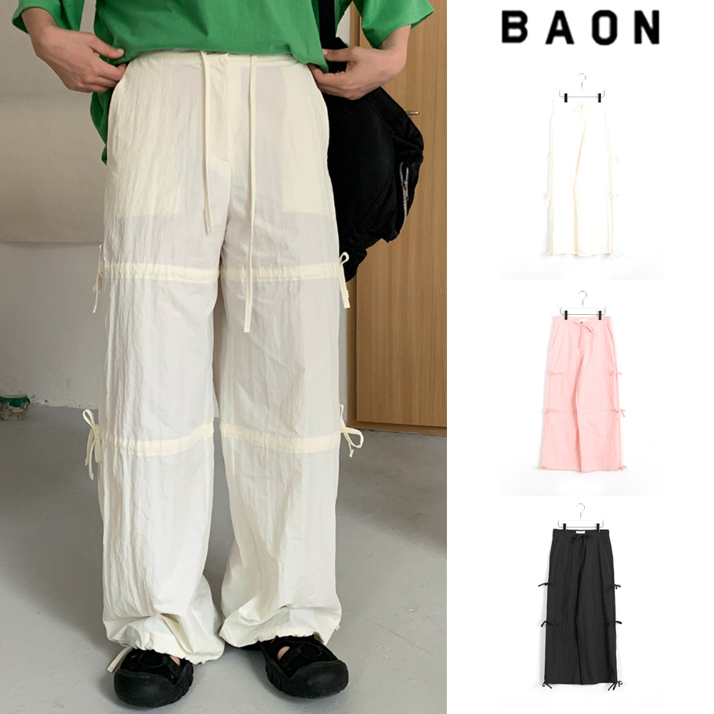 【BAON】Billin shirring strap wide pants