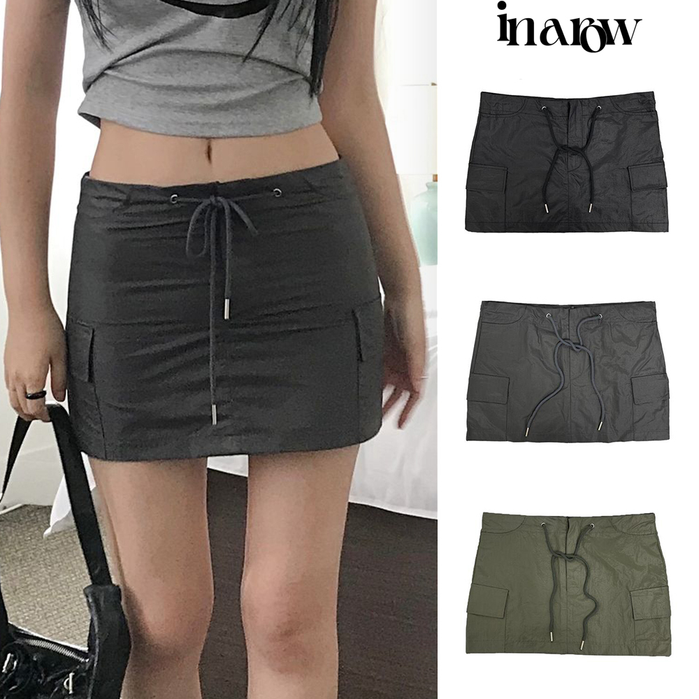 【in a row】Glossy pocket skirt