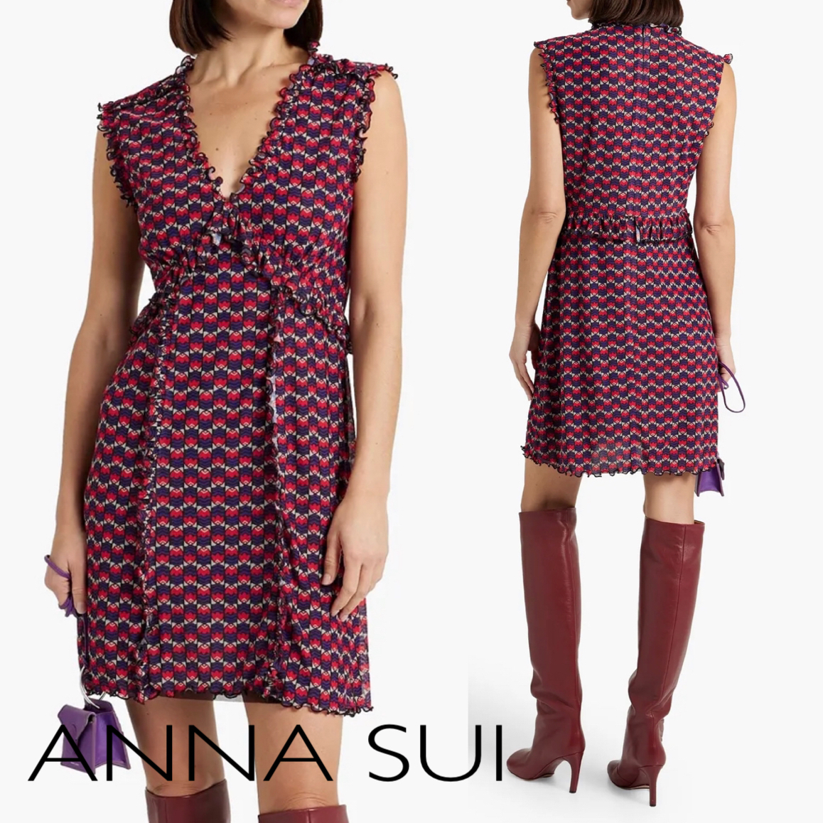 ノースリーブ★Vネック★ミニワンピース★ ANNA SUI