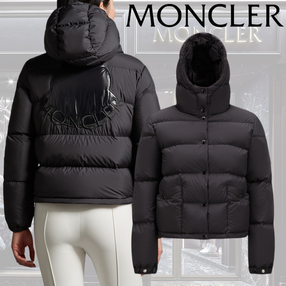 【MONCLER】Ebreショートダウンジャケット ナイロン フード ロゴ