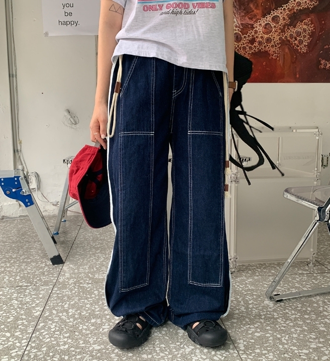 【BAON】Dilfree Sideline Rope Banding Denim Pants BAON】Dilfree Sideline Rope Banding Denim Pants (BAON/デニム