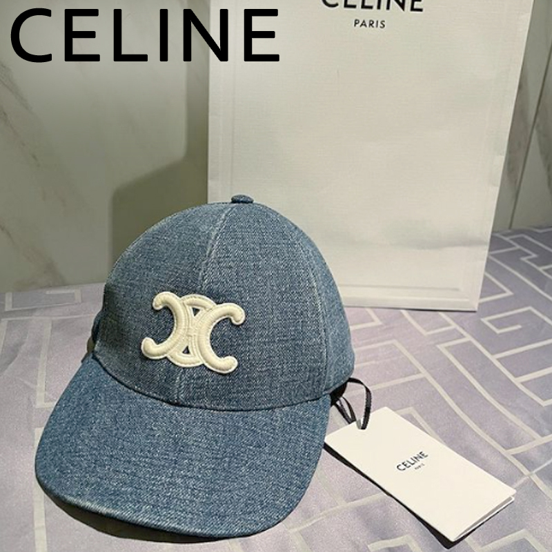 ◆国内発送◆【CELINE】トリオンフ ベースボールキャップ デニム