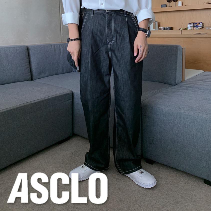 デニム・ジーパン Tension Crush Linen One Tuck Denim Pants (2color)