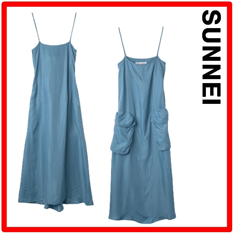 ☆人気☆【SUNNEI】☆POCKET SLEEVELESS ONEPIEC.E slate blue☆