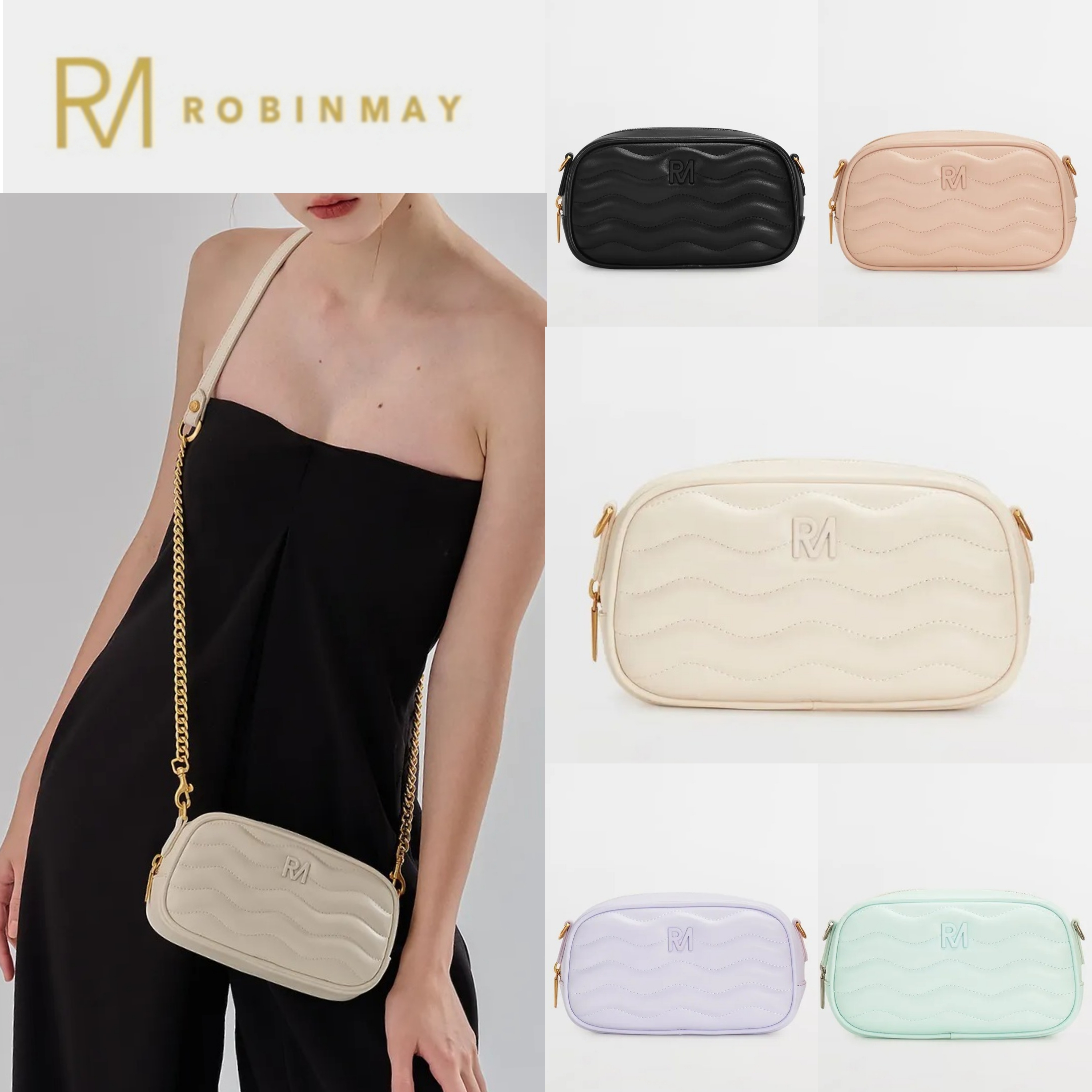 ROBINMAY◆クロスボディバッグ 波光浪潮方塊斜背包◆送料込