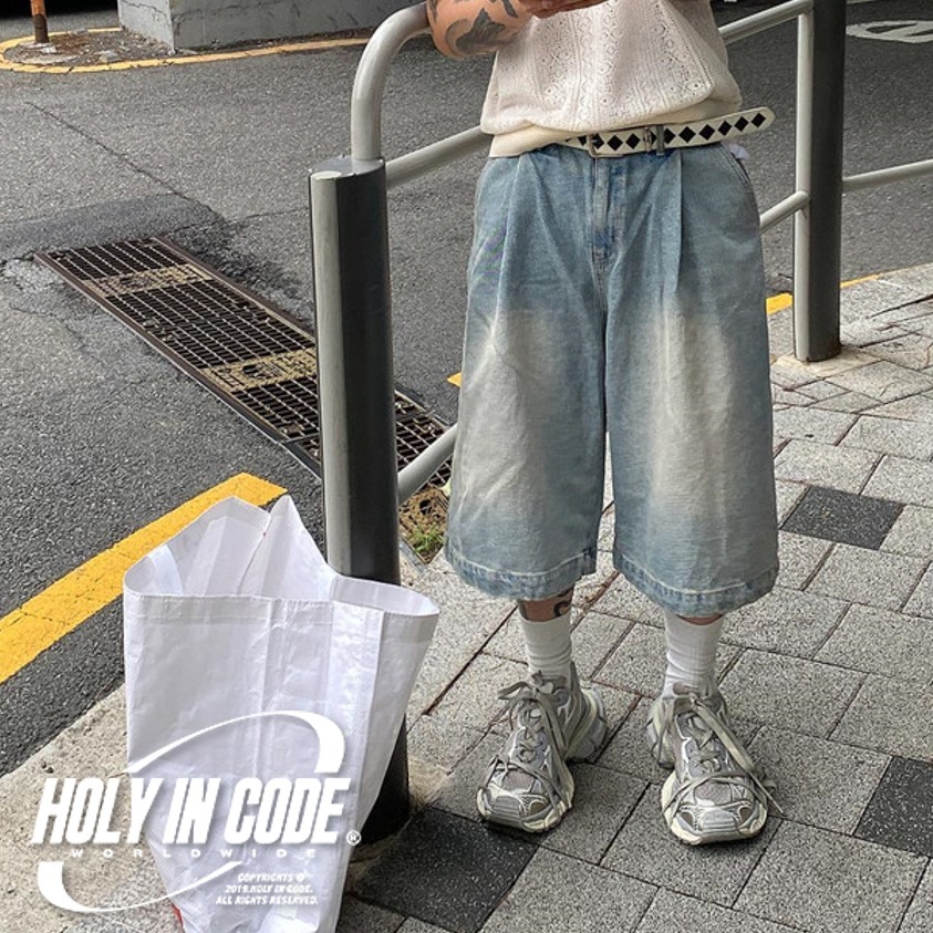 ハーフ・ショートパンツ No.0276 W pintuck wide denim SHORTS