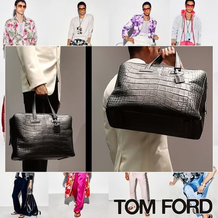 TOM FORD Boston Bags Street Style Plain Leather Boston Bags