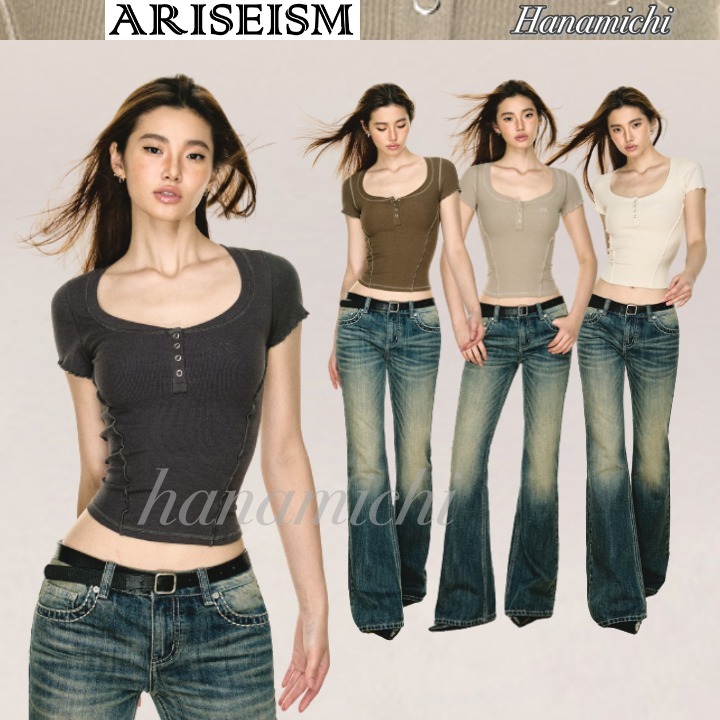 日本未入荷*関送込*ARISEISM*ヘンリーネック/スリムF Tシャツ